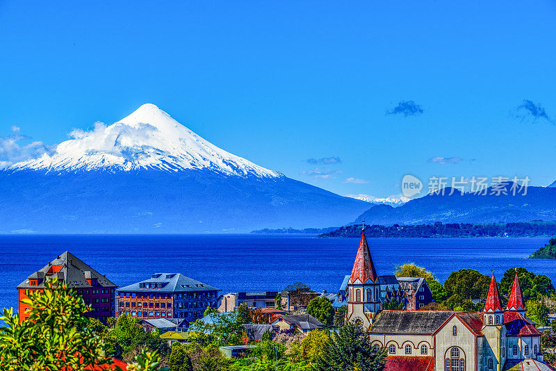 Osorno火山和Llanquihue湖，Parque Nacional Vicente psamrez Rosales，湖区，Puerto Varas，智利